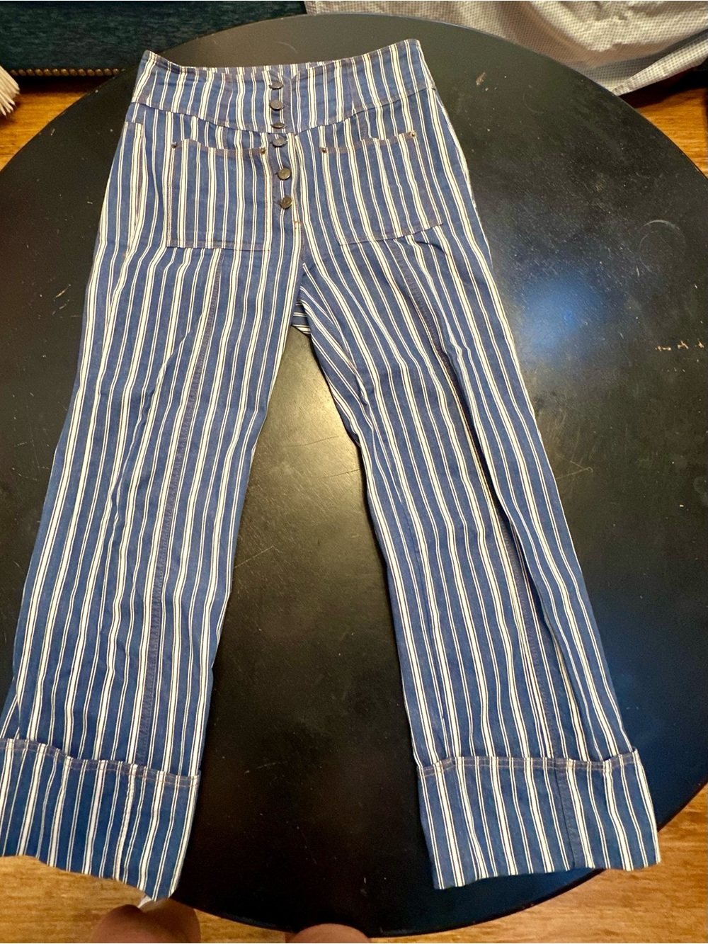 ULLA JOHNSON Marlowe striped high-rise wide-leg jeans